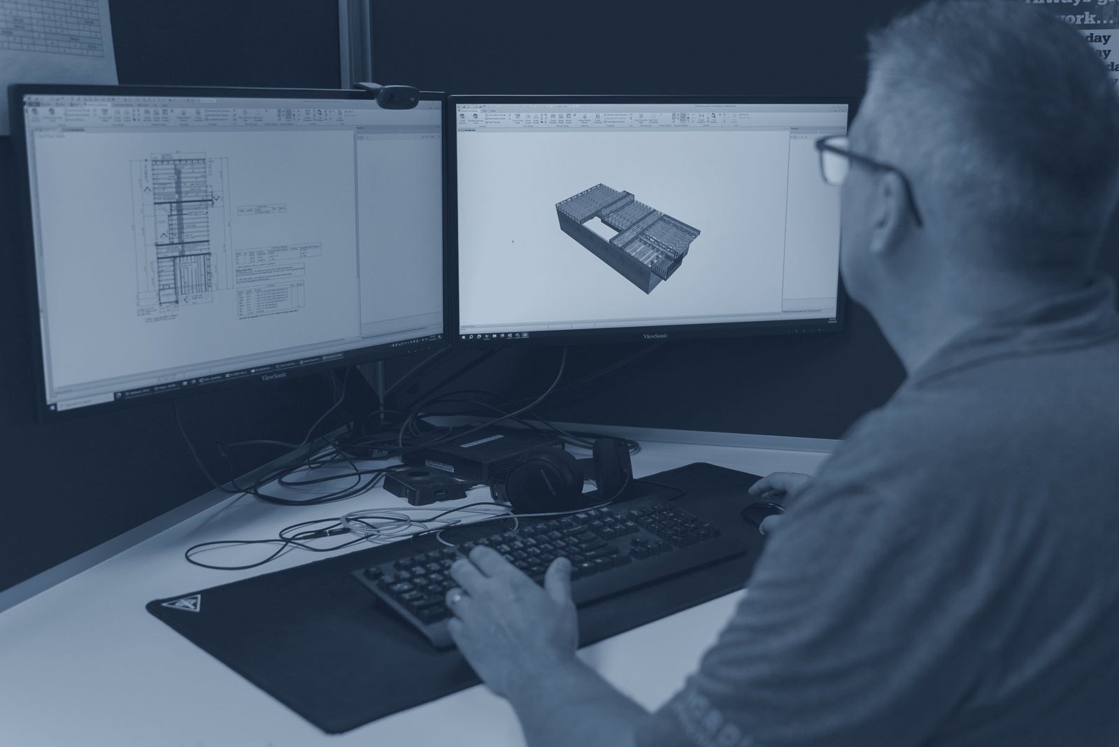 A designer working on a truss layout